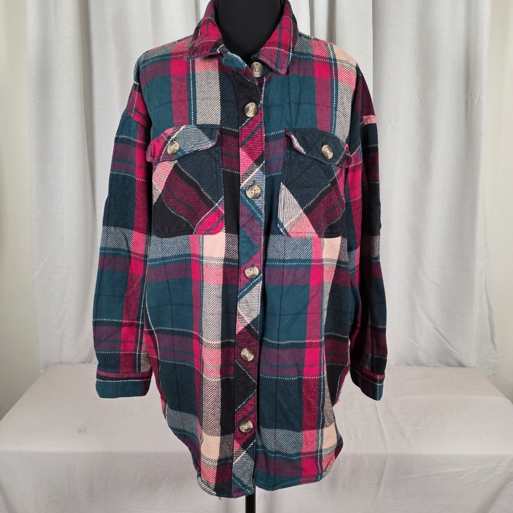 Plaid Button-Up Shirt - Multicolor